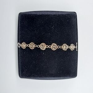 Silver Filigree Link Bracelet with Crystal Accents